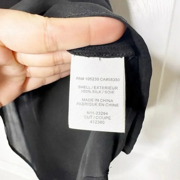 JOIE 100% Silk Rancher Black Pocket Blouse Size XS Neutral Dark Academia0 - Picture 4 of 6